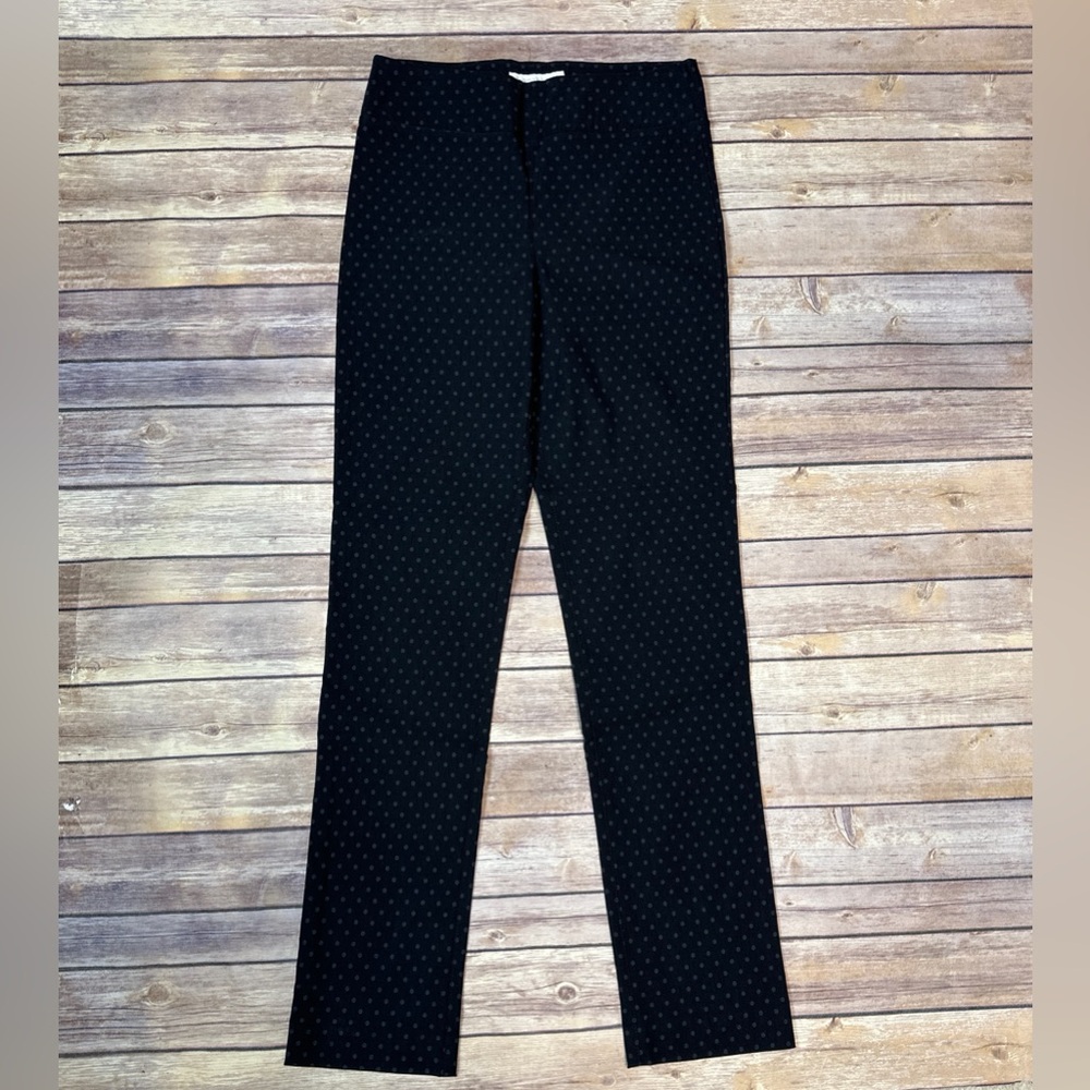 Margaret M Black Straight-Leg Pants with Subtle Dot Pattern